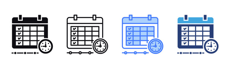 Schedule icon sheet multiple style collection