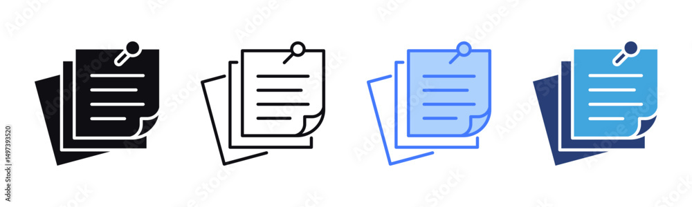 Poster sticky note icon sheet multiple style collection