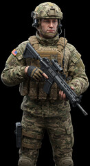 Military soldier in camouflage uniform
