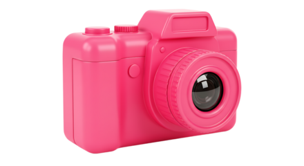 Pink Camera on White Background