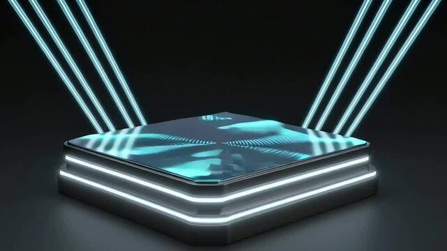 Futuristic Neon Lit Product Display Podium Stage