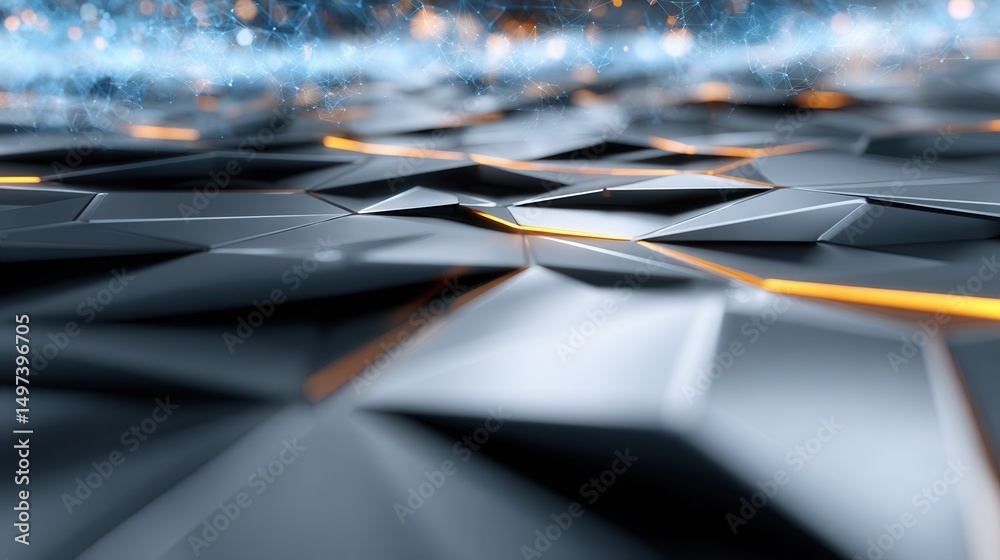 Aufkleber A computer generated image of a black and orange surface with a lot of triangles