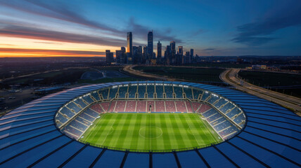 Stadium at Sunset Aerial View
