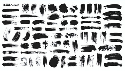 Brush Paint Vector Set – Messy Ink Brush Strokes, Blots, and Daubs for Chinese and Japanese Art