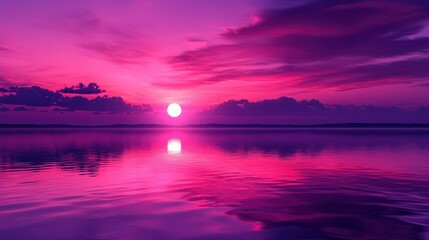 Sunset over a tranquil lake