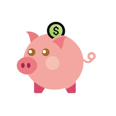 Piggy Bank Isolated on White Background – Savings and Finance Concept Illustration
