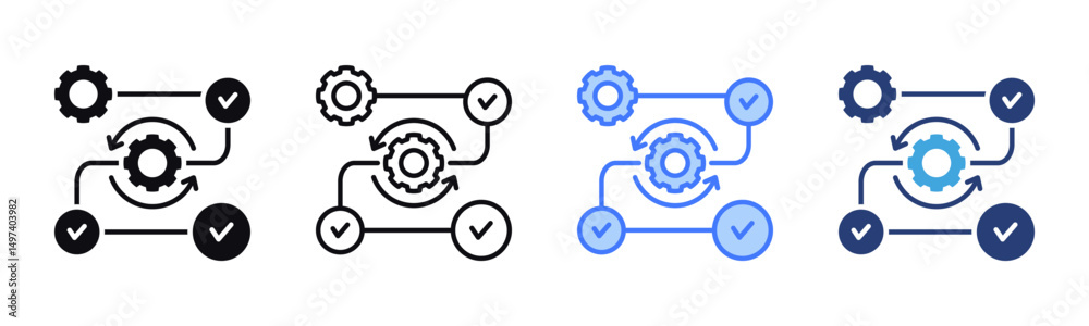 Poster Process icon sheet multiple style collection