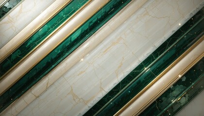 Obraz premium Diagonal Composition of Emerald Green and Marble with Gold Accen
