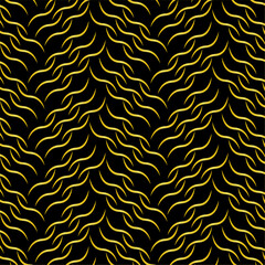 Luxury Golden Flame Wave Seamless Pattern on Black Background