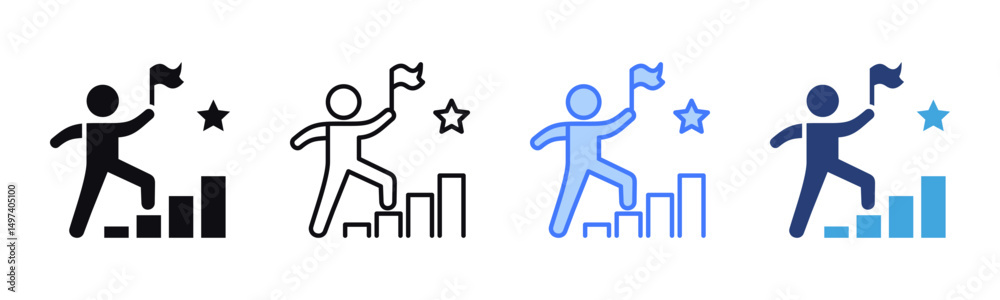 Poster achieving goal icon sheet multiple style collection