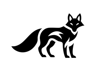 Fototapeta premium Stylish black and white fox logo design. Bold, symmetrical logo featuring three stylized fox heads.