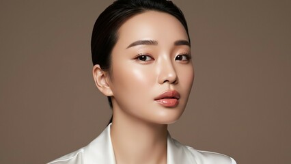 Naklejka premium Elegant Beauty Portraits – Radiant Skin and Minimal Makeup