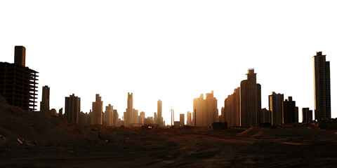 Cityscape construction skyline isolated on a white background png ai generated