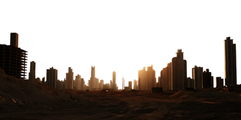 Cityscape construction skyline isolated on a white background png ai generated