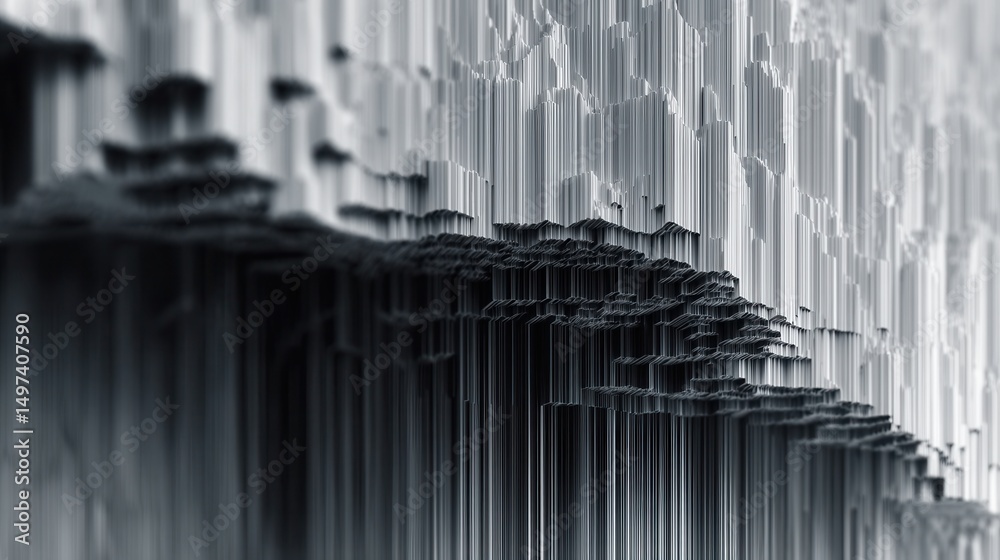 Poster The image is a blurry, abstract representation of a building with many lines