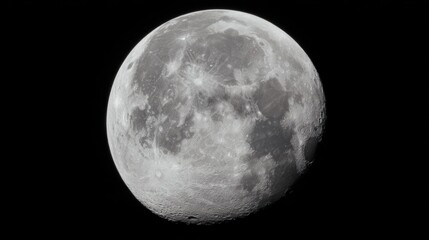 Detailed Lunar Surface Captures the Moon's Beauty Against Black Backdrop