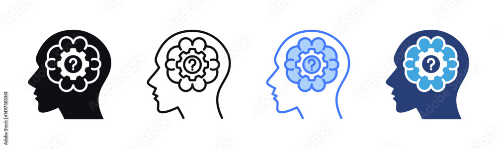 Poster critical thinking icon sheet multiple style collection