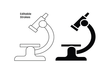 Microscope vector icon with Editable Strokes. On a transparent background.