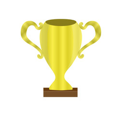 Golden trophy on wooden base. Vector illustration suitable for icons, web design, social media, apps, awards, and achievement-themed graphics. Clean and scalable design, perfect for digital and print 