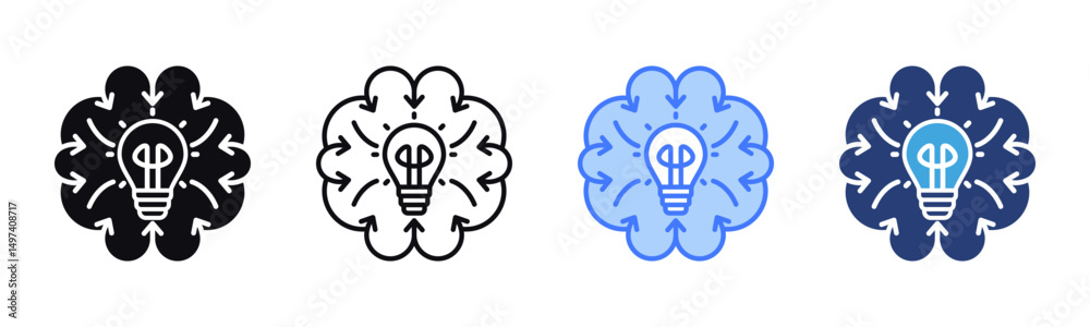 Poster Brainstorming icon sheet multiple style collection
