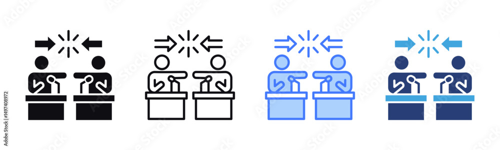 Poster opposition icon sheet multiple style collection