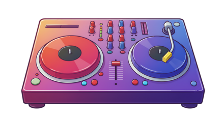 DJ Mixer with Turntables and Knobs