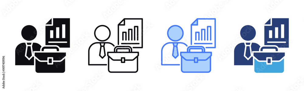 Poster business icon sheet multiple style collection