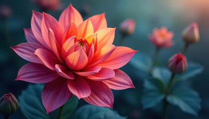 Abstract geometric shapes forming a late-blooming flower , design, minimal