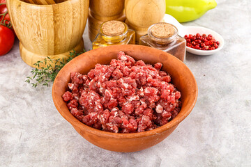 Raw beef minced meat for cooking