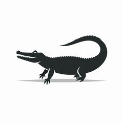 Obraz premium Walking Crocodile Silhouette — Flat 2D Minimalist Vector