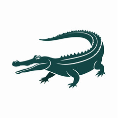 Fototapeta premium Crocodile Side View Silhouette — Flat 2D Minimalist Vector