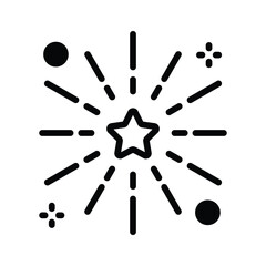 A well crafted glyph icon of fireworks celebration