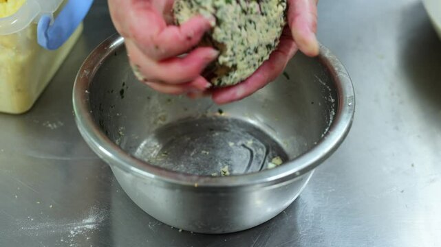The cook prepares the filling for Ossetian pies.