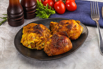 Roasted chicken thighs  with spices