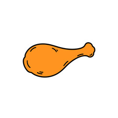 Chicken drumstick illustration, tasty and satisfying concept, minimalistic design on white background