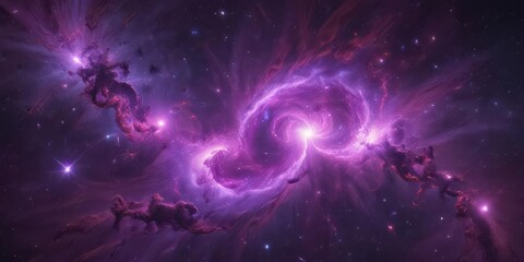 Vibrant purple nebula swirls, glowing star clusters  Cosmic dust, celestial wonders ,  deep space,  night sky,  galaxy