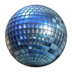 3d rendered shiny blue disco ball with reflective glass tiles isolated on white background