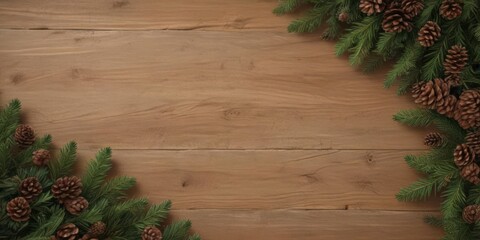 Dark green fir, brown pine cones create a thick, rustic Christmas border ,  holiday,  close up,  pine cone