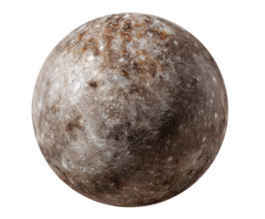 Mercury details on a dark space backdrop, cut out transparent