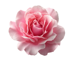 Beautiful pink rose blooming in natural elegance for decor, cut out transparent