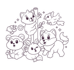 Hand drawn coloring book illustration