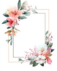 Fototapeta premium Floral Watercolor Frame PNG JPG