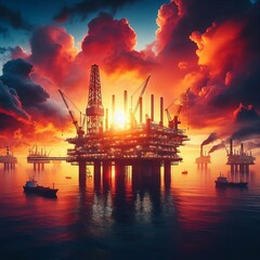 Obraz premium Offshore industry Energy engineering environment