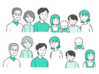 家族のイラスト-笑顔
