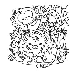 Hand drawn coloring book illustration