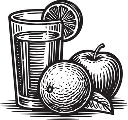 juice and fruits vector illustration