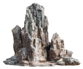 Natural rock formation ideal for landscape design projects, cut out transparent