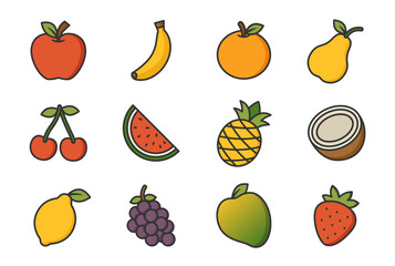 Vector illustration of a fruits on a white background. Fruit icon with solid line style