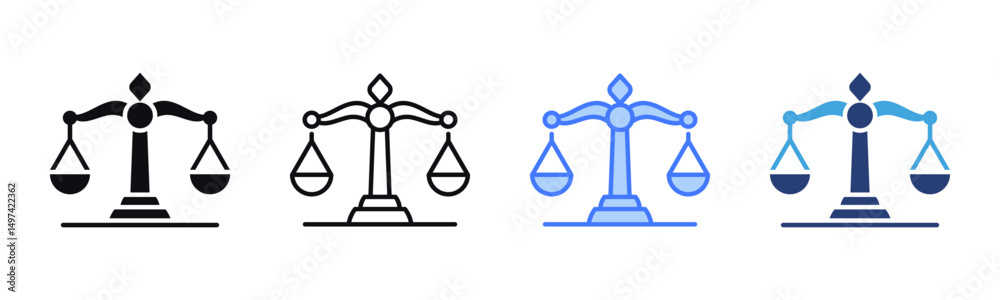 Poster scales of justice icon sheet multiple style collection