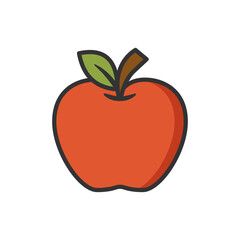 Vector illustration of an apple fruit on a white background. Fruit icon with solid line style